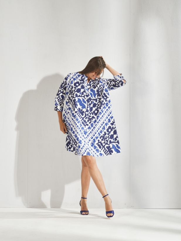 87-Aurelie short jurk - Santorini blue