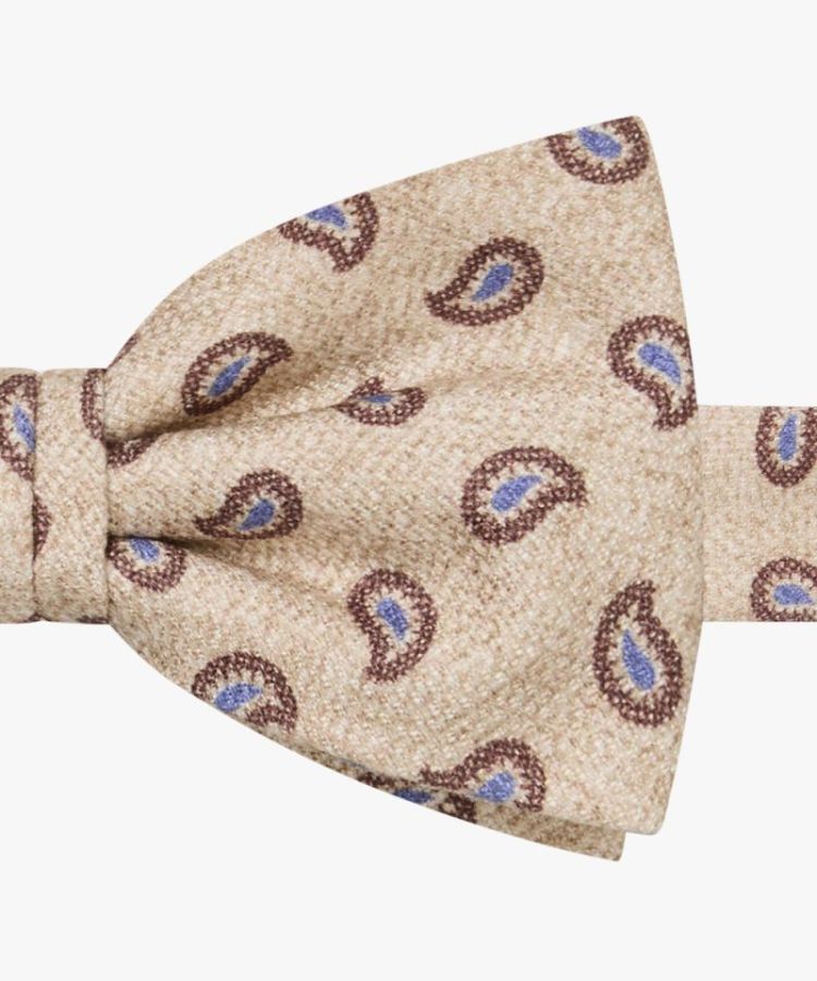 PPVV30014A BOWTIE SILK PRINT BEIGE F Beige