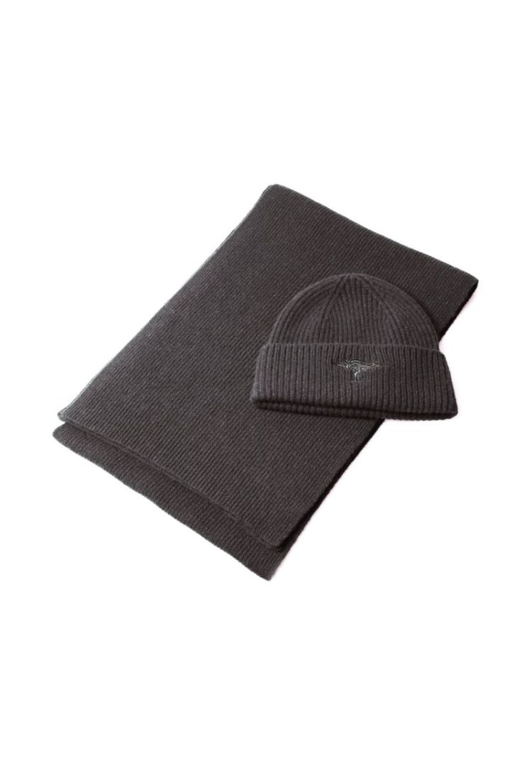 SET Beanie & Scarf 998 charcoal
