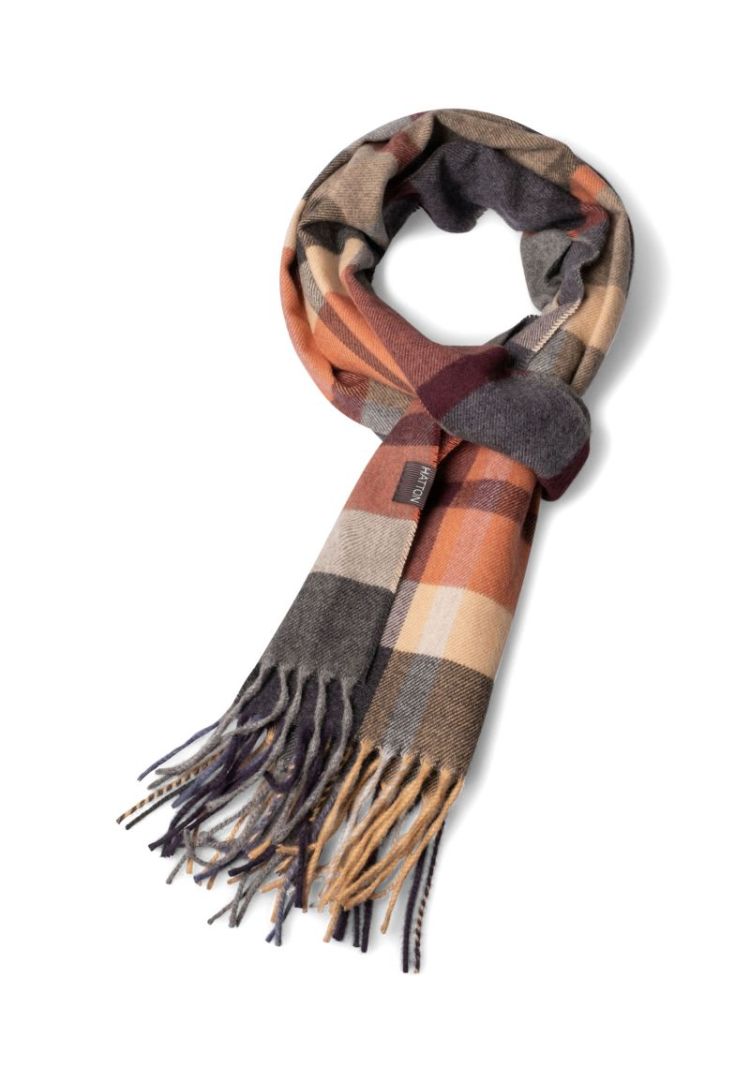Soft Check Scarf 368 deep merlot