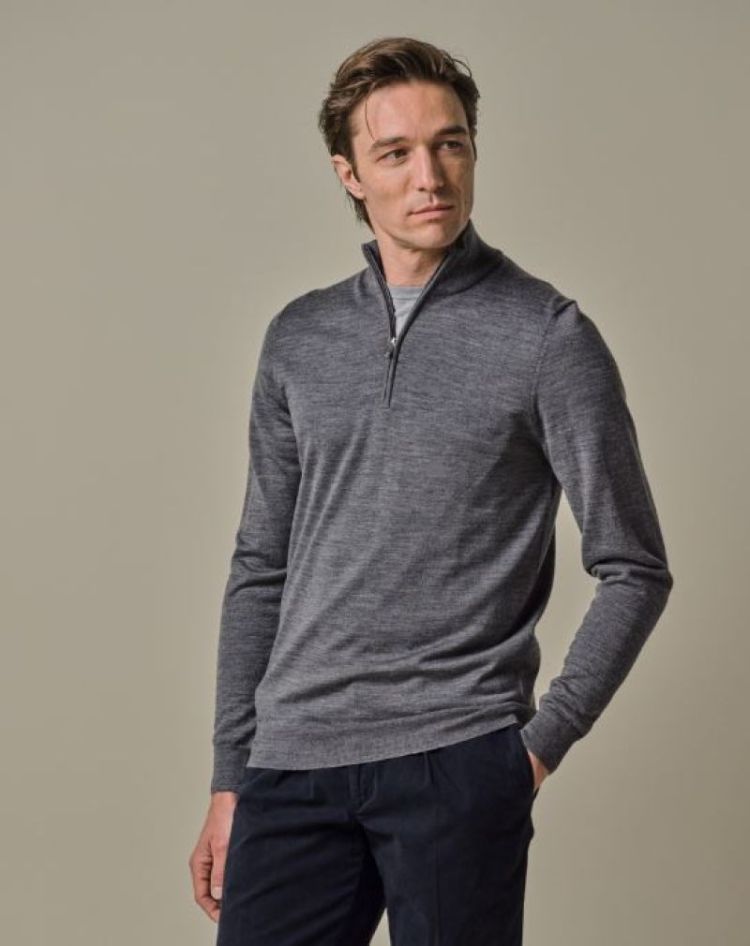 PP2J00012B PULLOVER HALF ZIP GREY C Grey