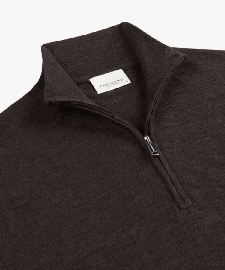 PP2J00012C PULLOVER HALF ZIP DARK BROWN H2 Dark Brown