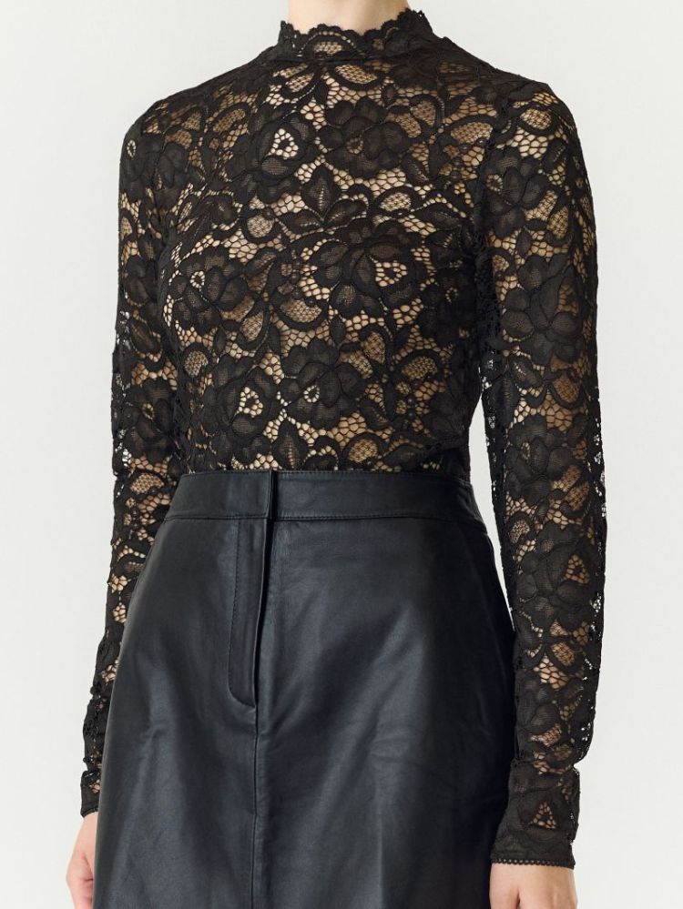 YASLACEY LS LACE TOP S. 190939 Black