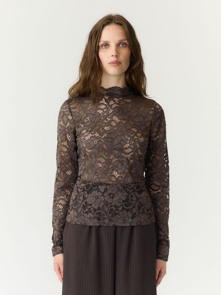 YASLACEY LS LACE TOP S. 298838 Chocolat