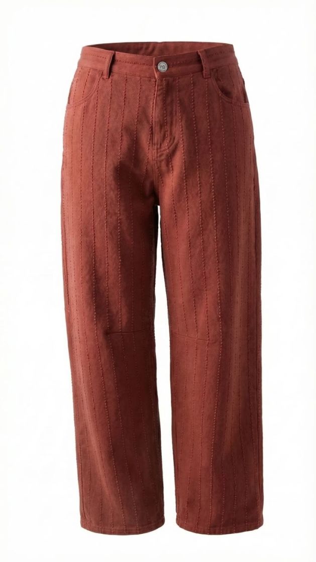 trousers with barrel legs red-pear 