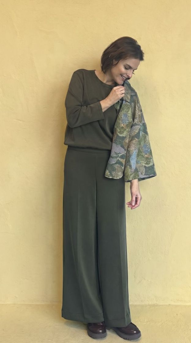 jacket wide in jaquard olive-night