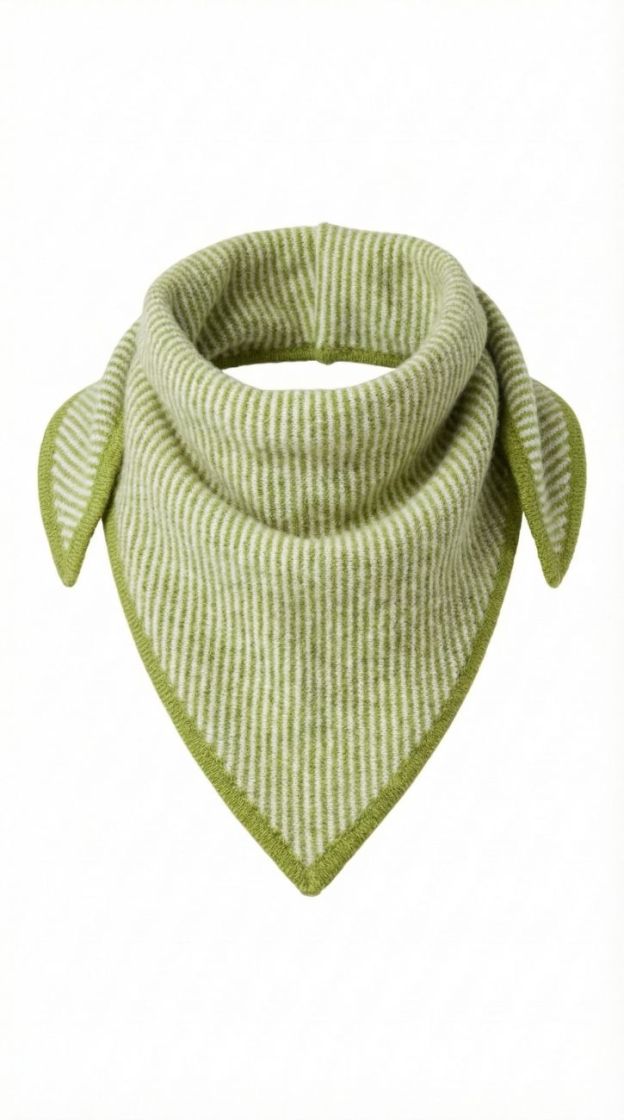 knitted triangle scarf olive 