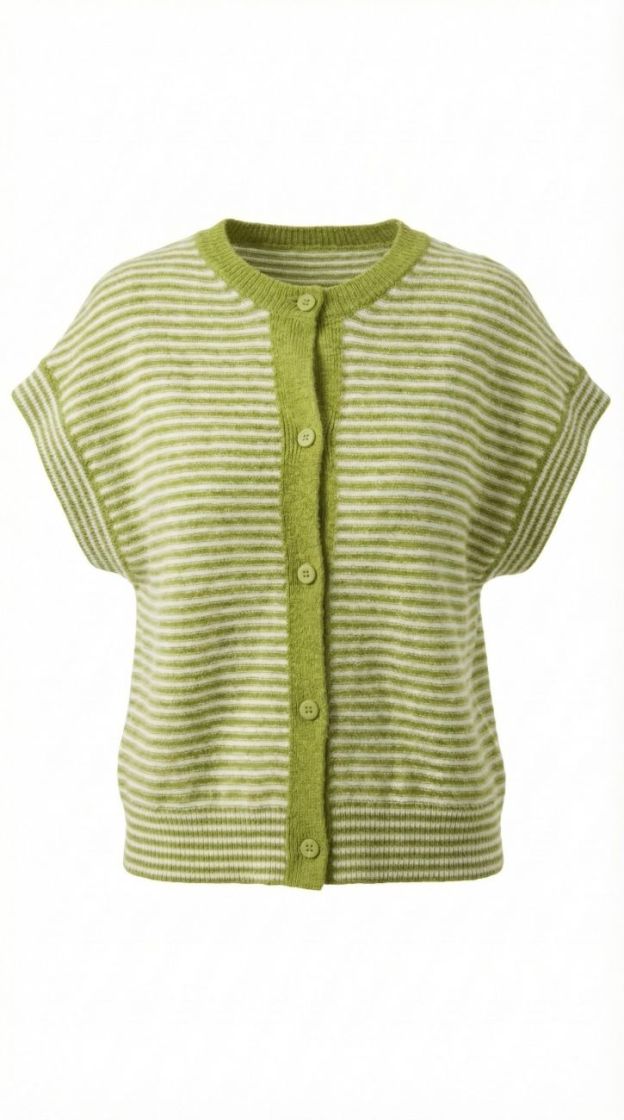 cardigan sleeveless striped olive