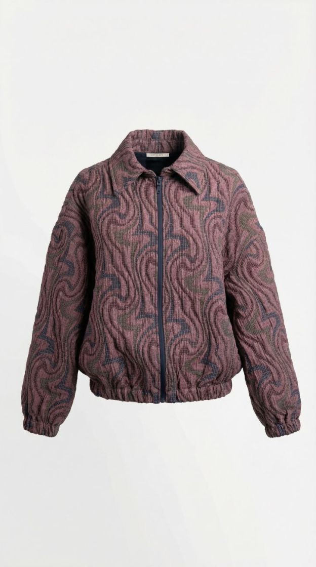 bomber with zipper plum 