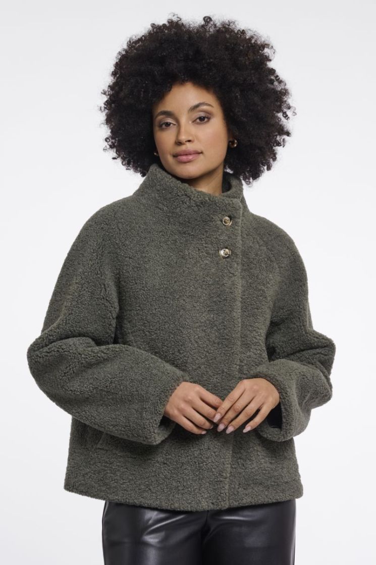 Jacket with high collar Misty basil