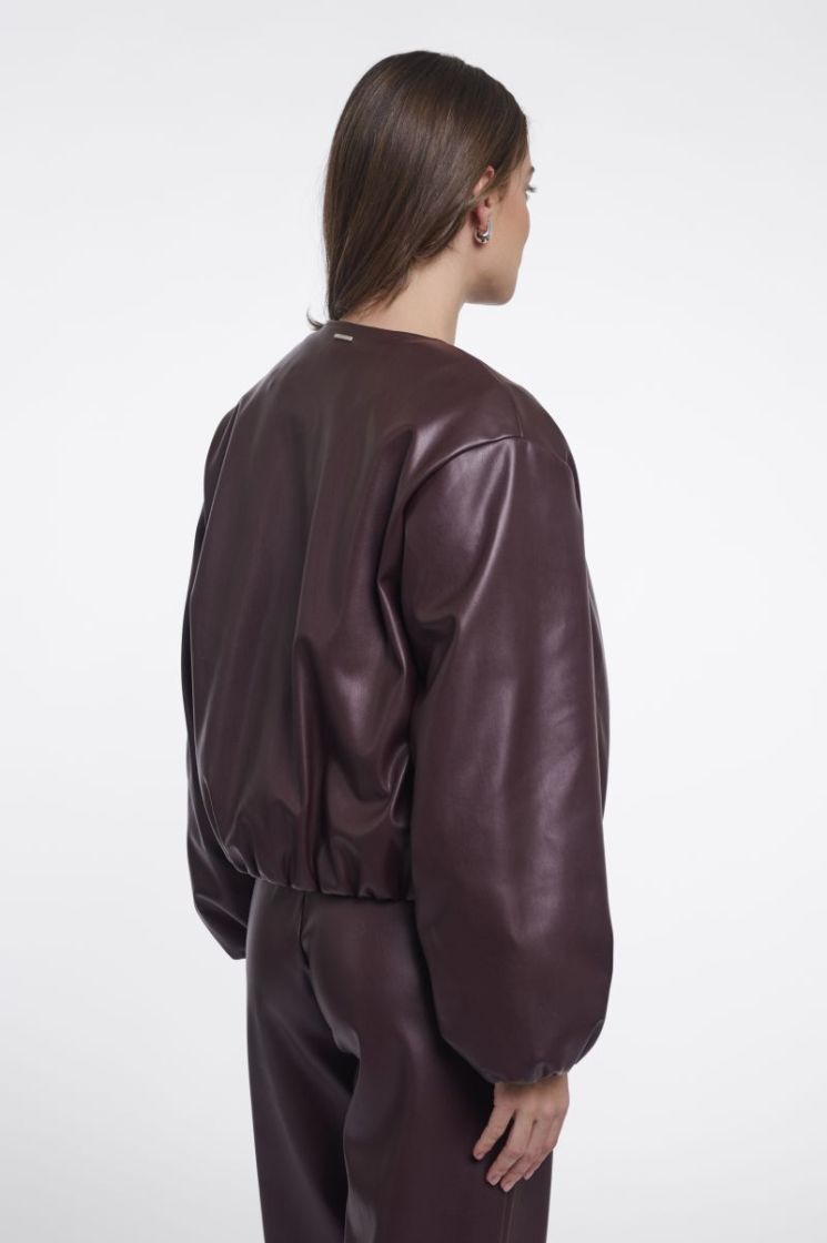 Faux leather blouson jacket Chocolate bean 