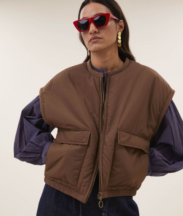 GIO SLEEVELESS JACKET 1705 hazel