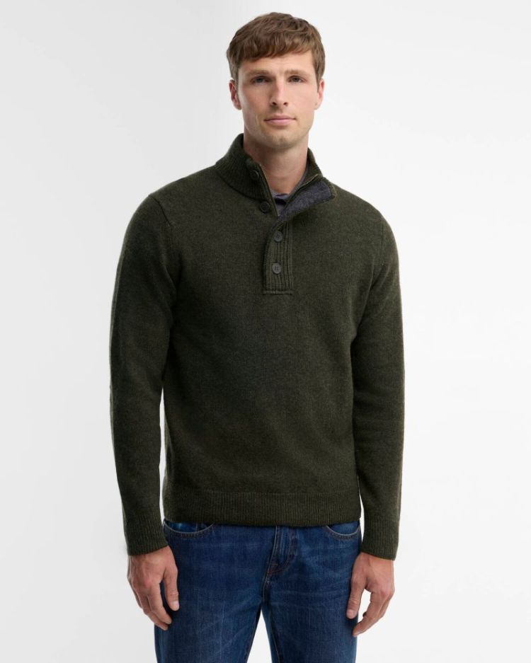BARBOUR ESSENTIAL PATCH HALF ZIP KNITTED JUMPER SOS - GN73 SEAW
