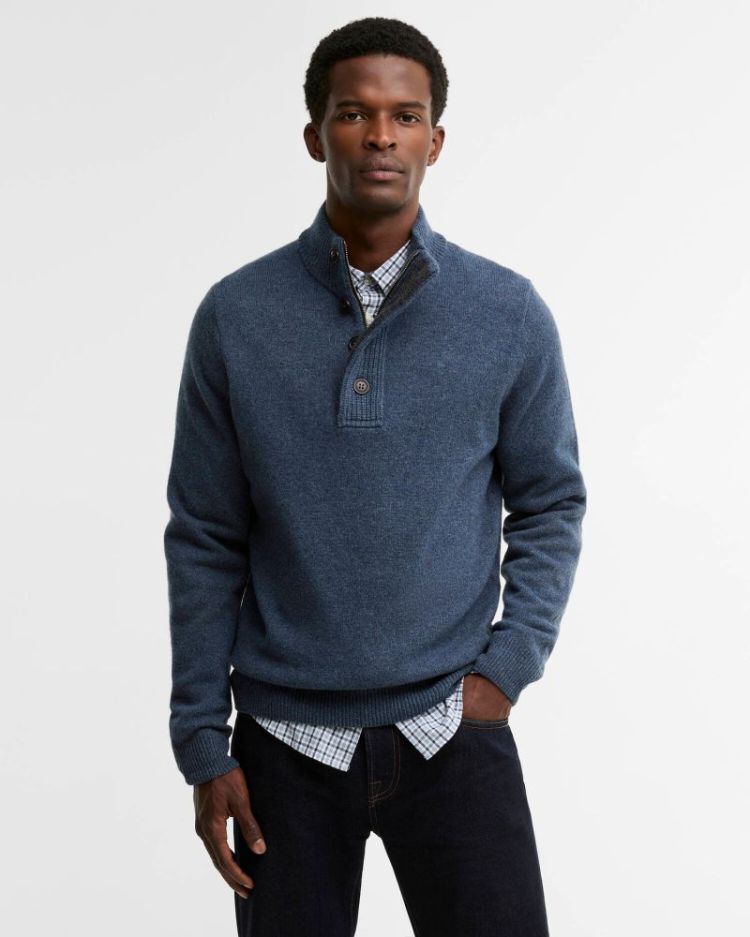 BARBOUR ESSENTIAL PATCH HALF ZIP KNITTED JUMPER SOS - IN72 DARK