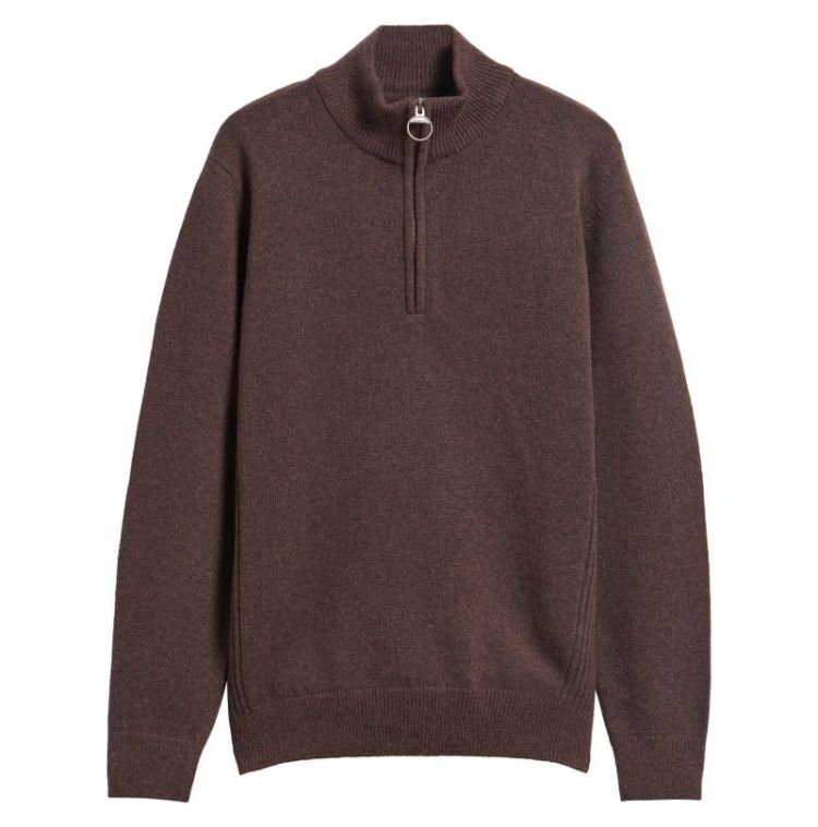 BARBOUR HOLDEN HALF ZIP KNITTED JUMPER BR17 DARK OAK
