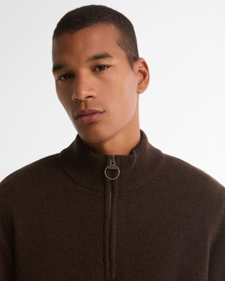 BARBOUR HOLDEN HALF ZIP KNITTED JUMPER BR17 DARK OAK