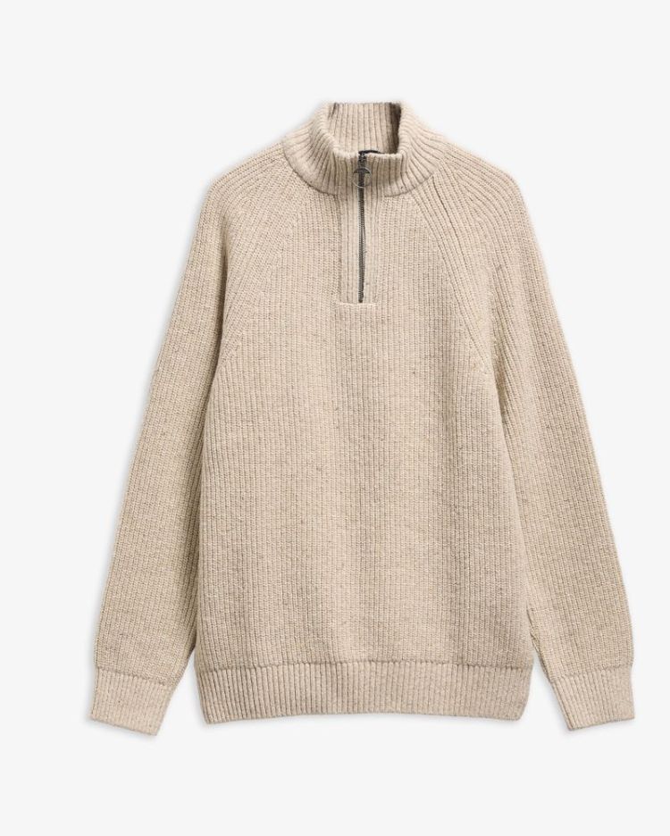 BARBOUR ESSENTIALS FLECK HALF ZIP BE14 PEARL