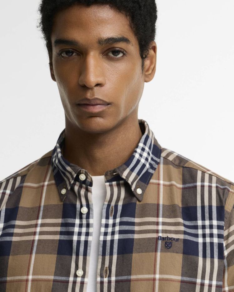 BARBOUR EDGAR TAILORED CHECKED SHIRT ST51 STONE 