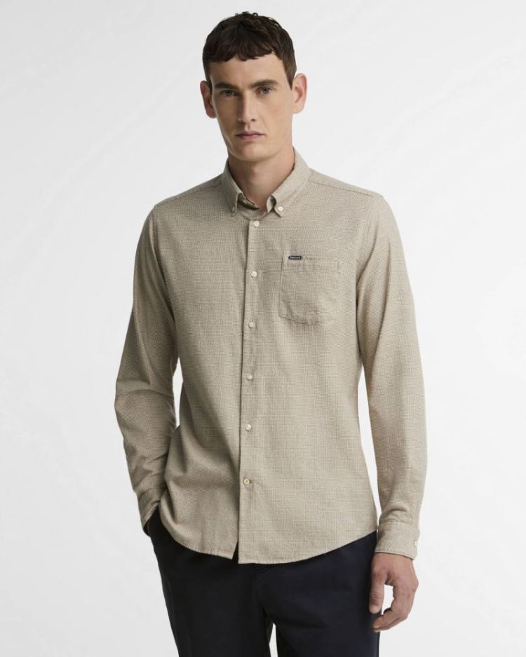 BARBOUR TURNER TAILORED HOUNDSTOOTH SHIRT ST51 STONE