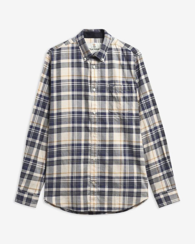 BARBOUR BROXBURN TAILORED CHECKED SHIRT BE54 ECRU MARL
