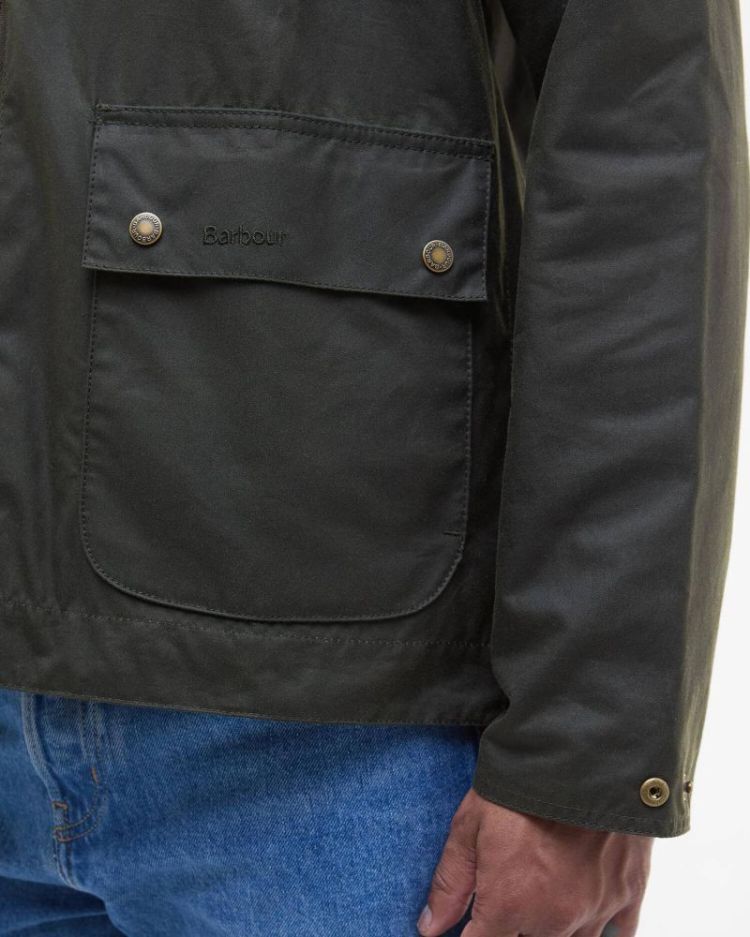 BARBOUR SHORT BEDALE WAX JACKET SOS - OL52 FERN