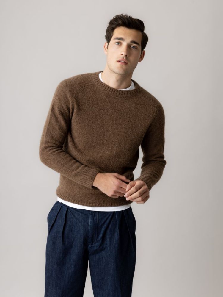 CARLOS CREW NECK KNIT 591 Chocolate B