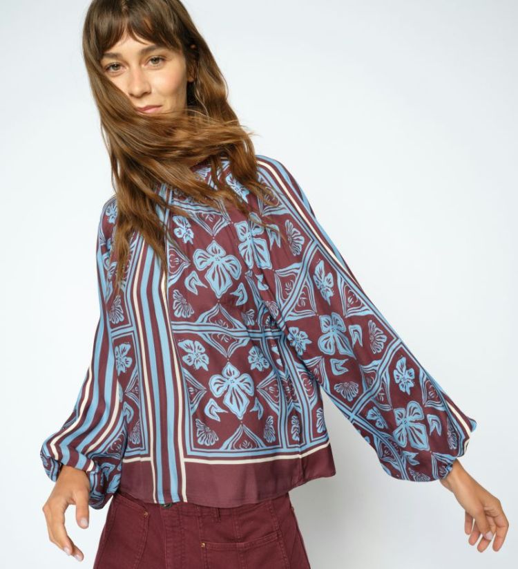 MILKEY LINOCUT BLOUSE 278 Port Royale