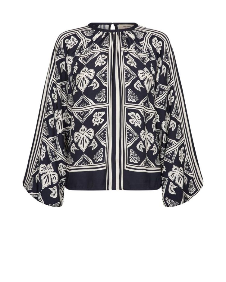 MILKEY LINOCUT BLOUSE 468 Salute Navy