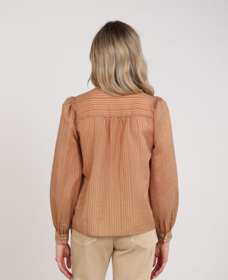 ALBERTA BLOUSE BOW STRIPE 335 Toffee