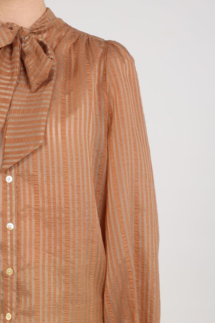 ALBERTA BLOUSE BOW STRIPE 335 Toffee