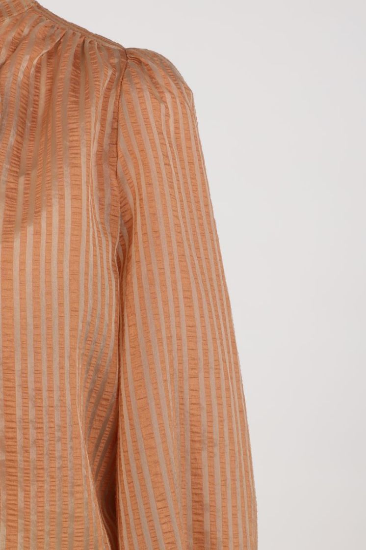 ALBERTA BLOUSE BOW STRIPE 335 Toffee