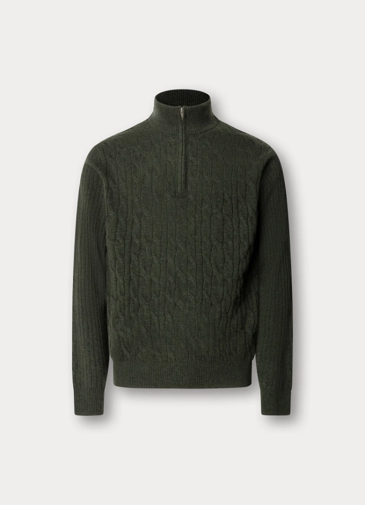 lambswool cable hzip 781 hunter