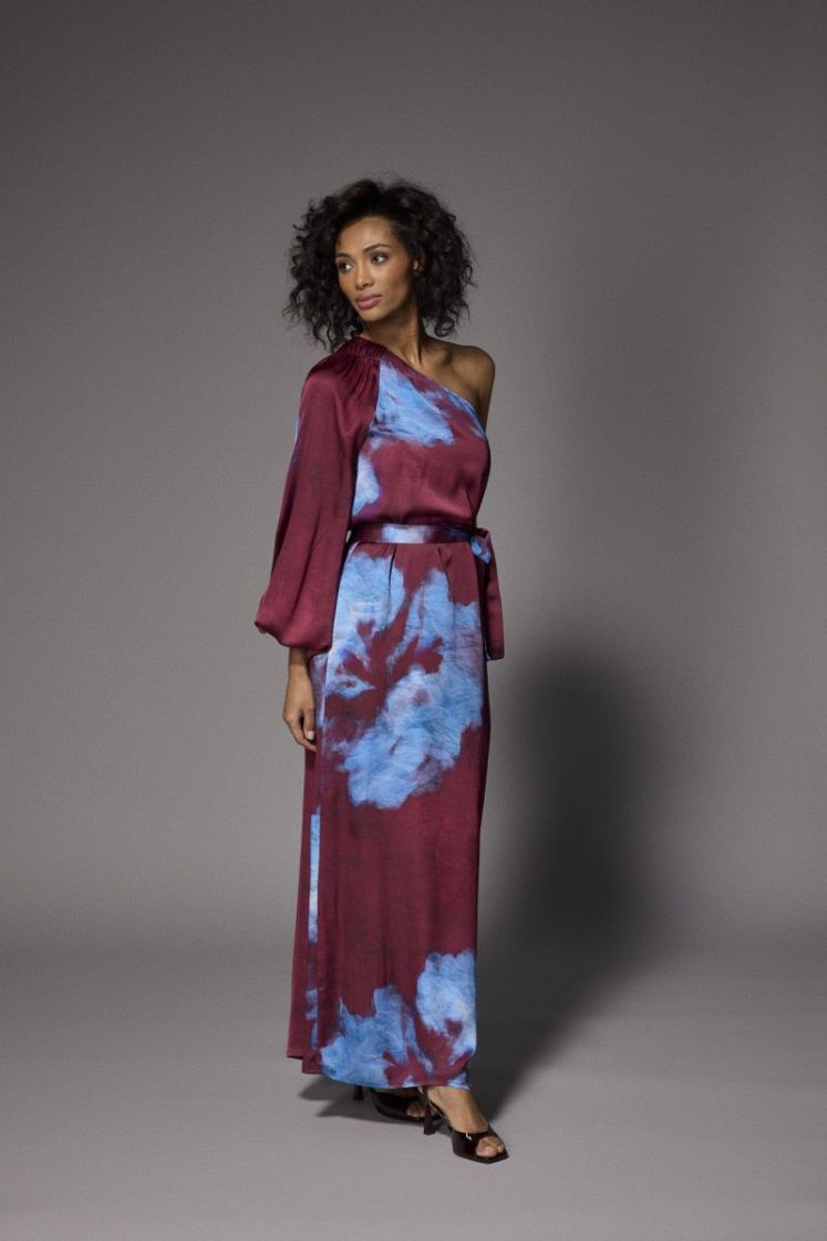 KANSAS FLOWER DRESS 037 Burgundy/bl