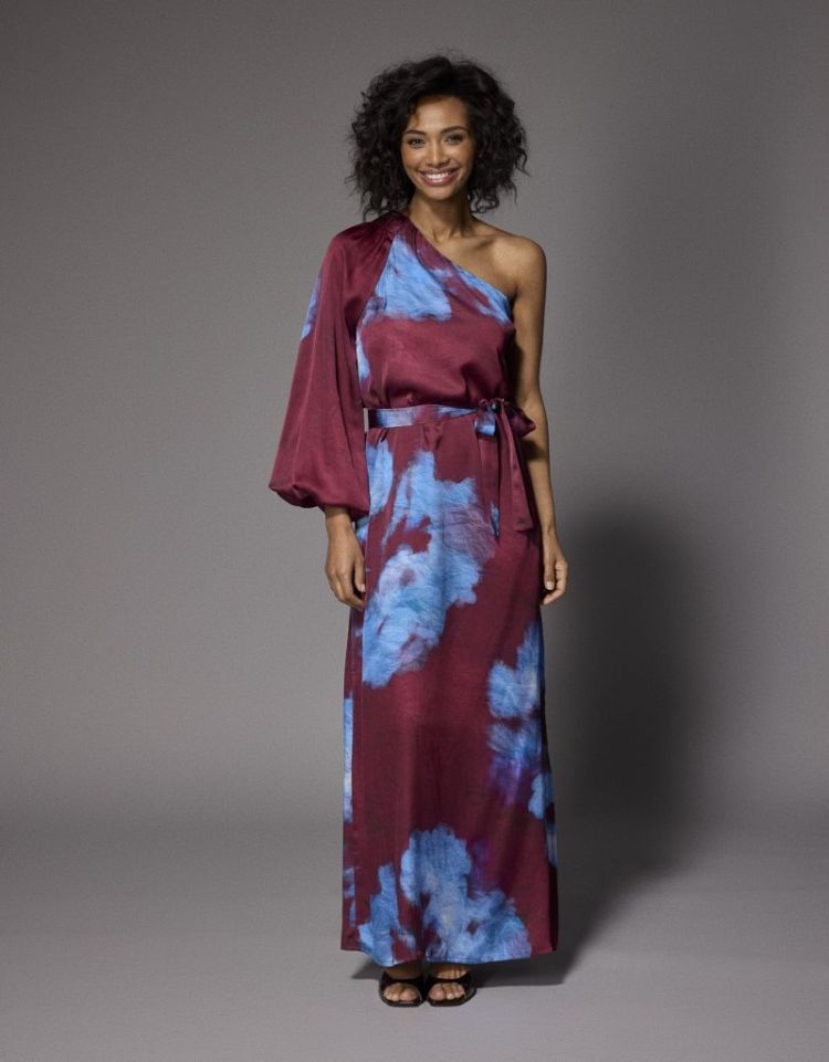 KANSAS FLOWER DRESS 037 Burgundy/bl