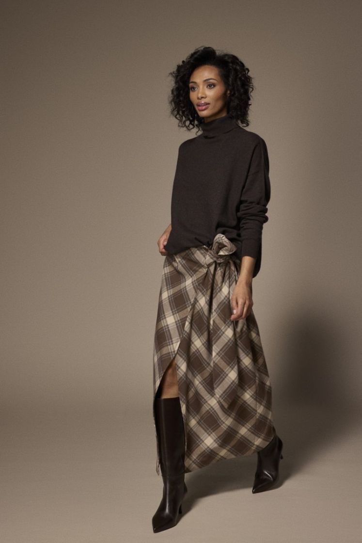 ATLANTA LONG SKIRT 140 Brown check