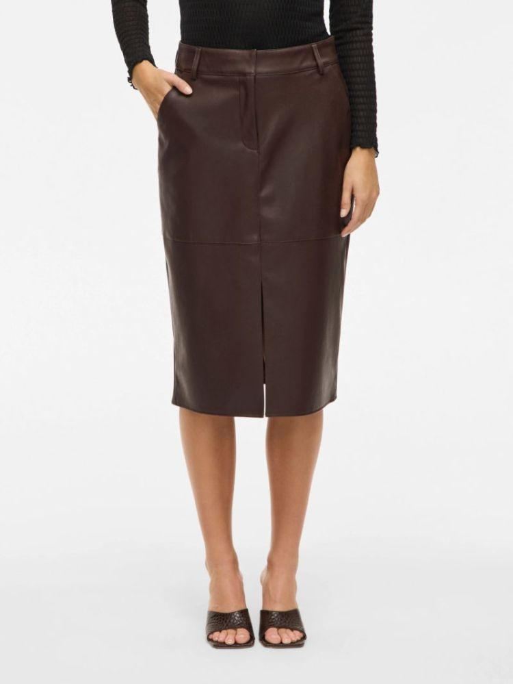 VIDAGMAR HW MIDI COATED SKIRT  196326 Coffee B