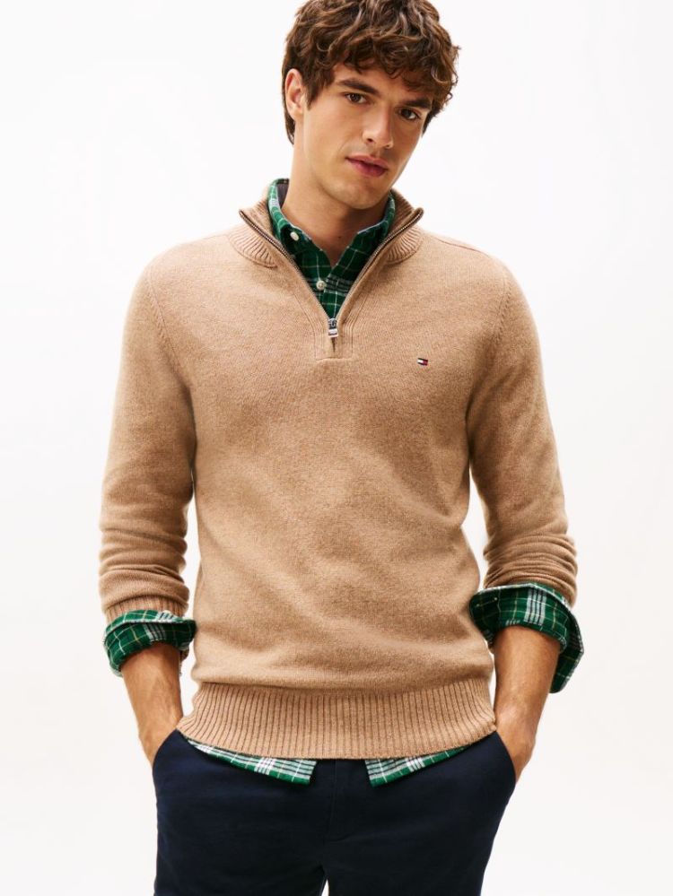 LAMBSWOOL ZIP MOCK RE5