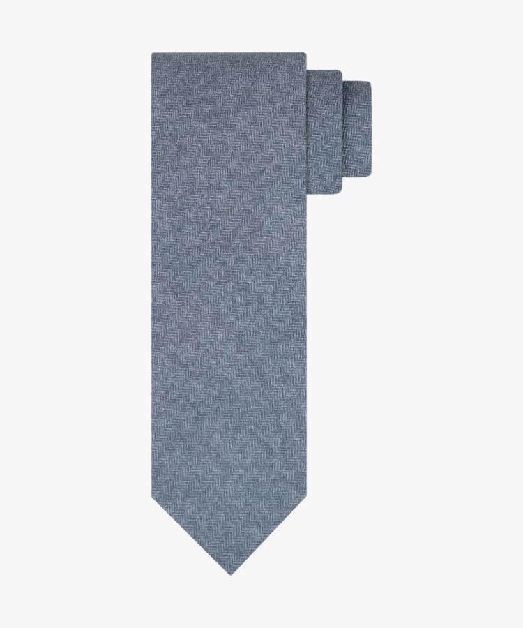 TIE SILK PRINT BLUE M 