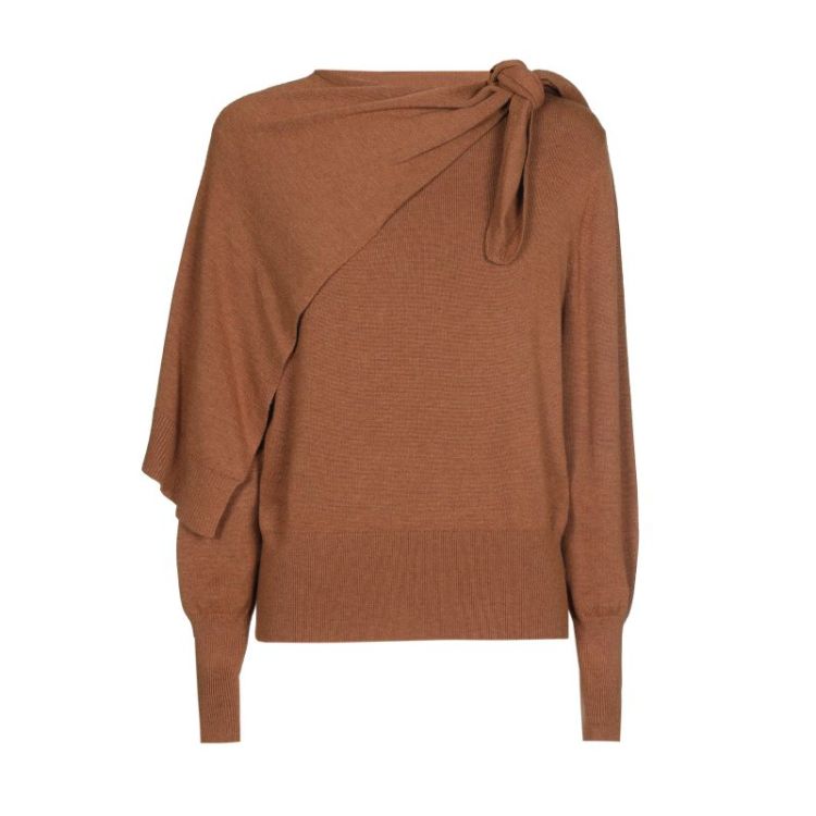 Elegante pull met strik- en schouderdetail 36 Caramello