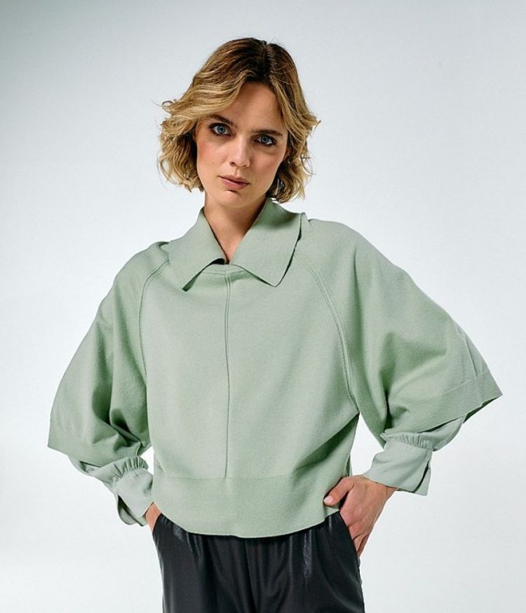 Korte pull met kimono mouw 63 Aloe