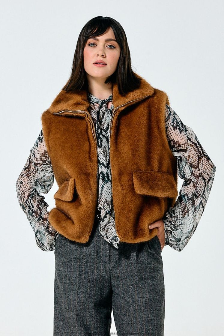 Faux fur bodywarmer 36 Caramello