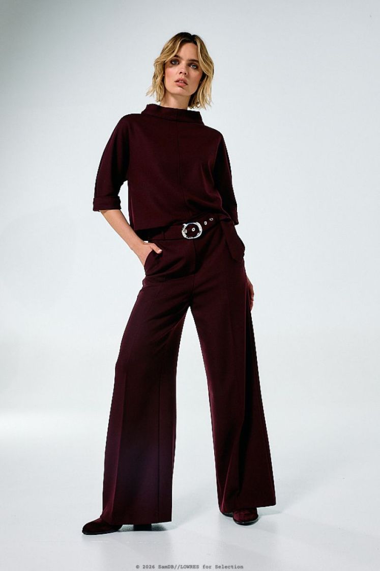City-look broek, mid waist 52 Burgandy