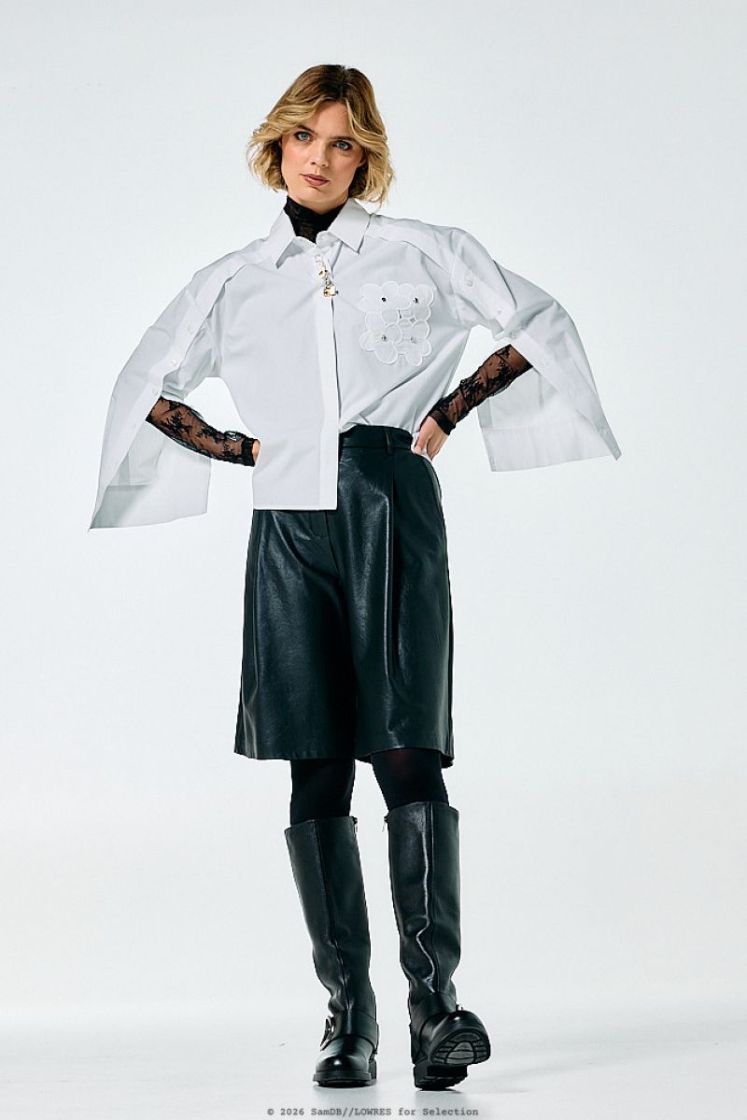 Bermuda in vegan leather, normal waist 10 Black