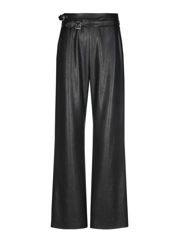 Broek in vegan leather, normal waist 10 Black