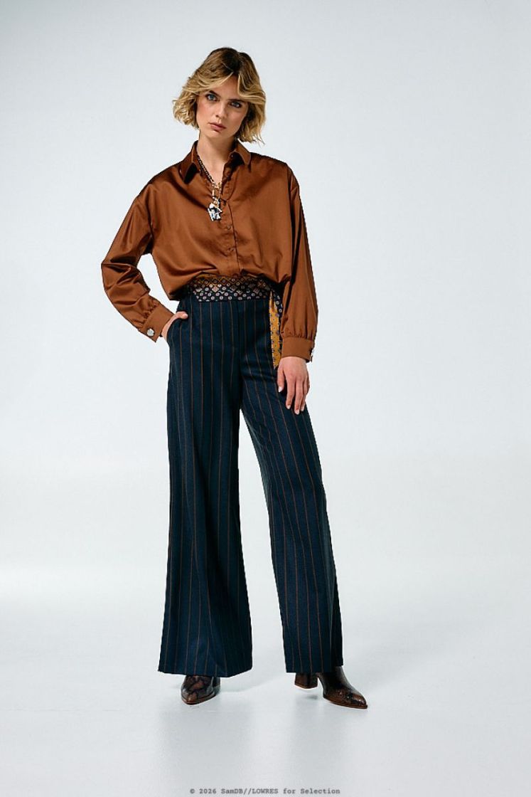 City-look broek met dasriem, normal waist 21 Midnight Blu