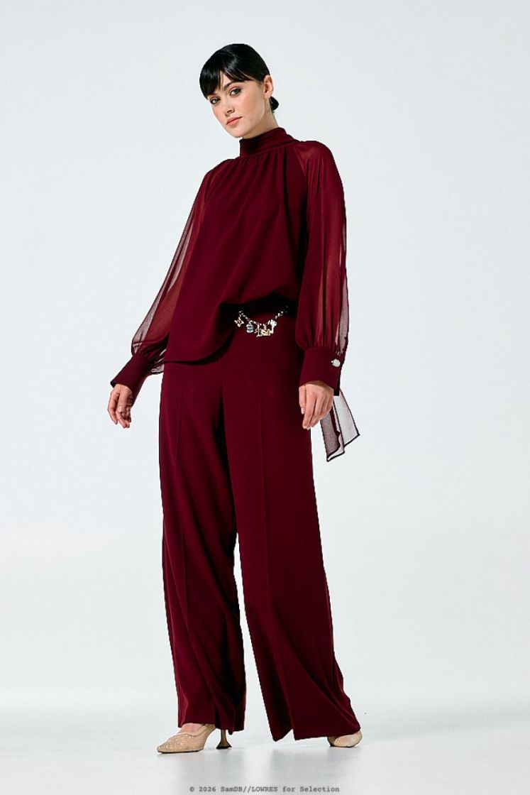 City-chic broek, mid waist 51 Wine Red