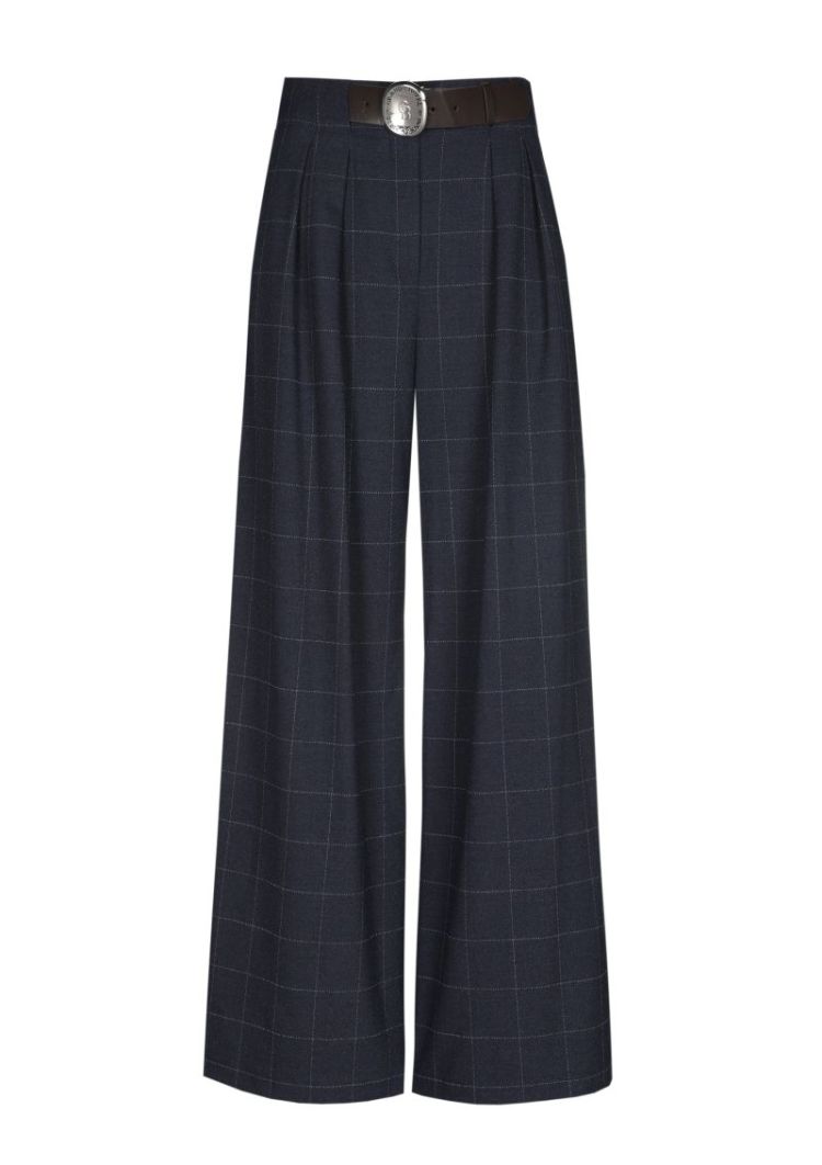 Elegante broek met subtiele ruit, mid waist 21 Midnight Blu
