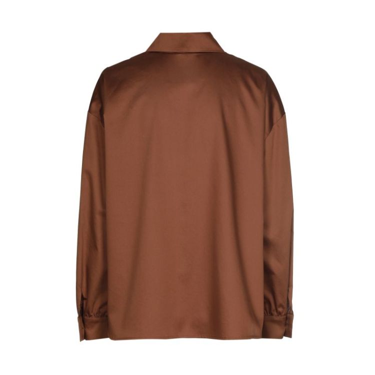 Blouse in shiny katoen 36 Caramello