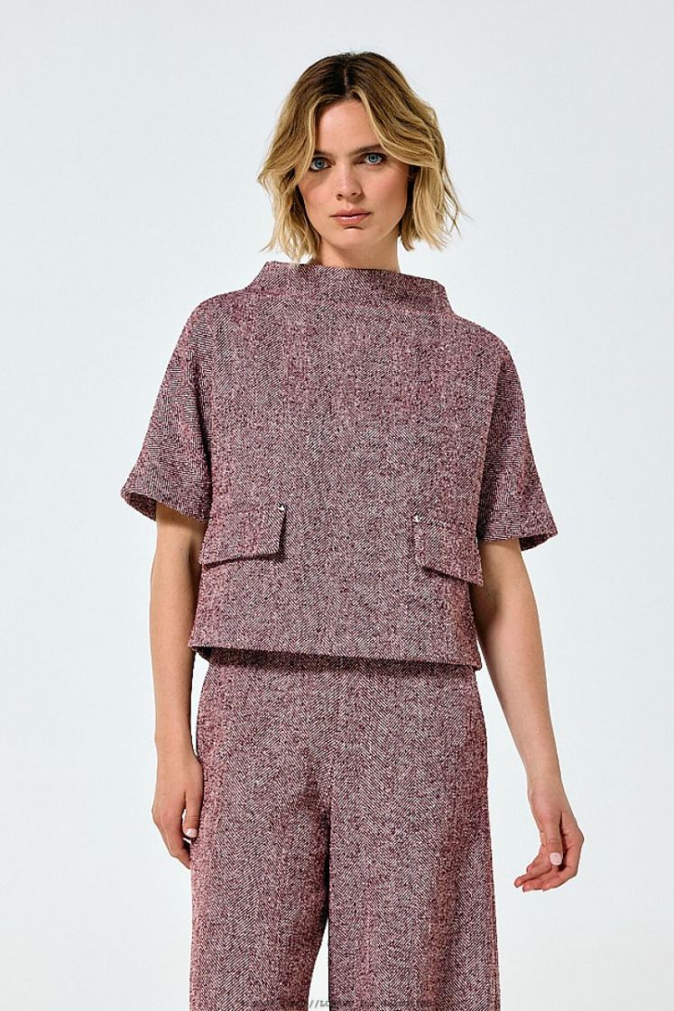 Rechtvallende top in soepele tweed 79 Multi Color
