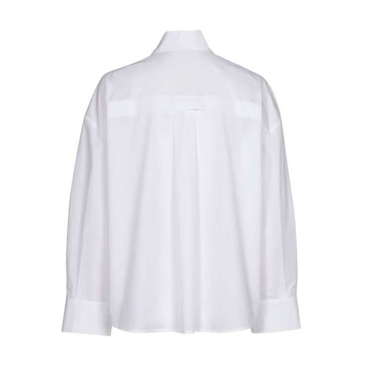Hemdblouse in katoen met broderie en mouweffect 90 White